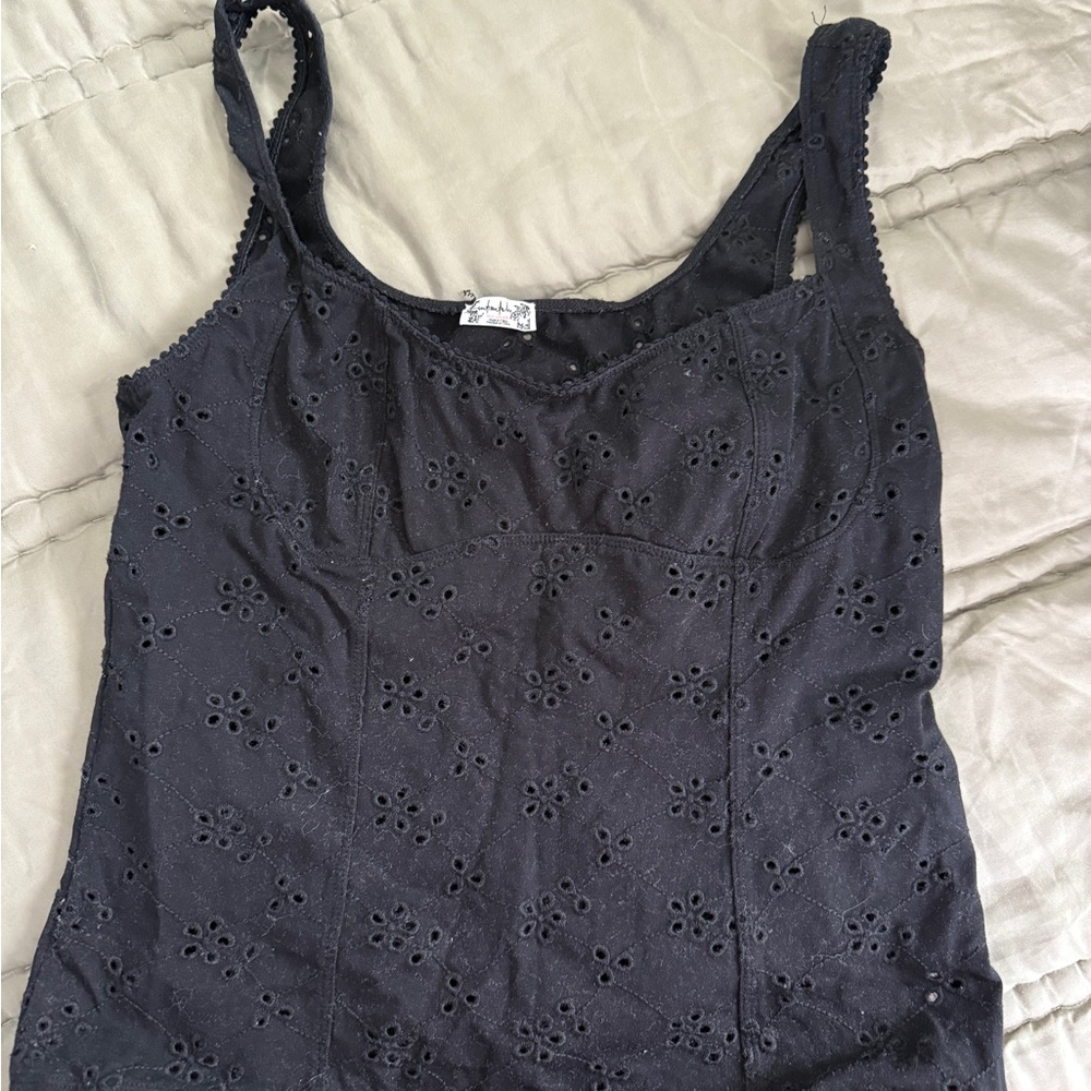 Free People Black Eyelet Tank